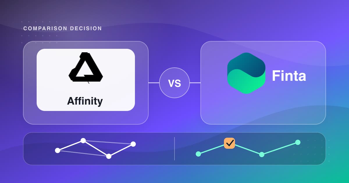 Affinity and Finta shown across a decision boundary for comparing relationship intelligence workflows.