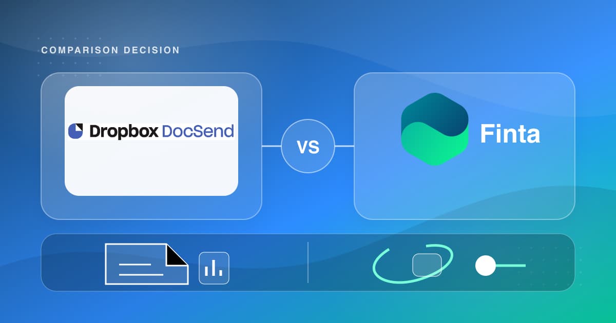 DocSend and Finta positioned for a fundraising document workflow comparison.