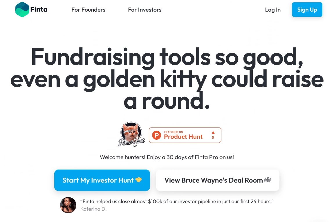 Finta Is Featured On Product Hunt Today
