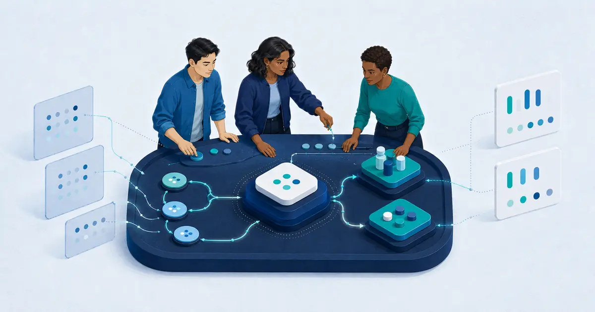 A three-person startup team coordinating customer signals, retention loops, hiring, and seed resources.