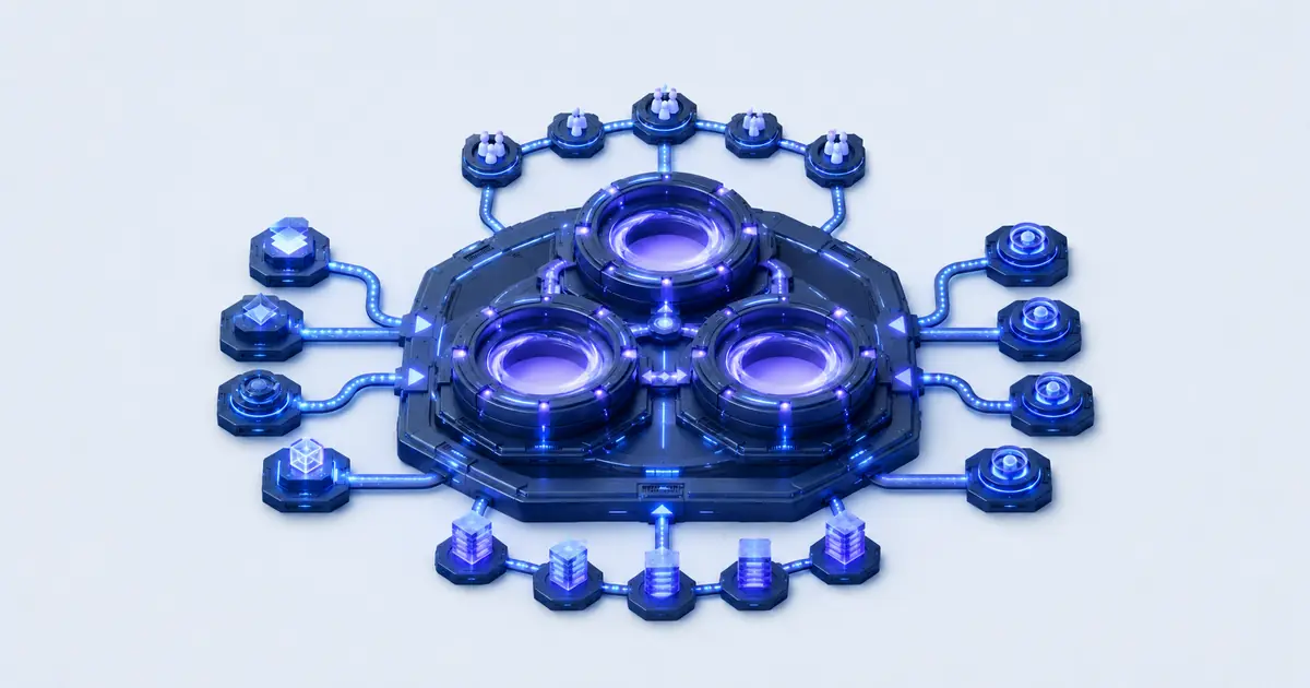 Three synchronized indigo Series B growth engines powering channels, leadership, and infrastructure.