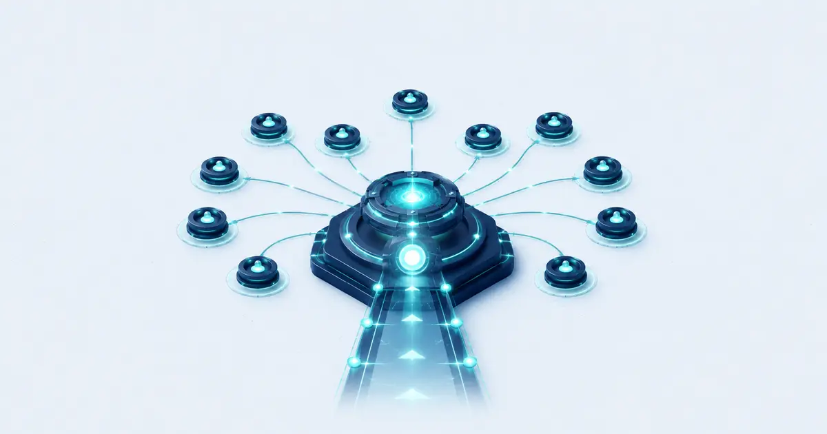A cyan lead-investor beacon organizing seed syndicate nodes and opening a stronger forward route.