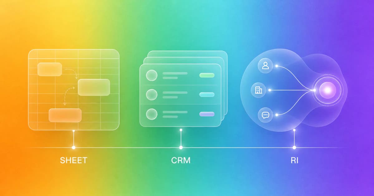 Three-column comparison of spreadsheets, CRMs, and relationship intelligence for a fundraising workflow.