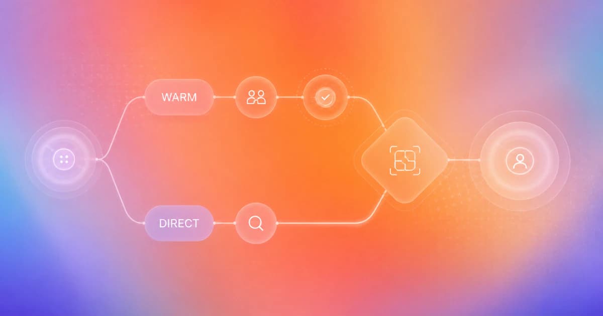 Decision fork choosing between a warm introduction and focused cold outreach based on connector credibility and relevance.