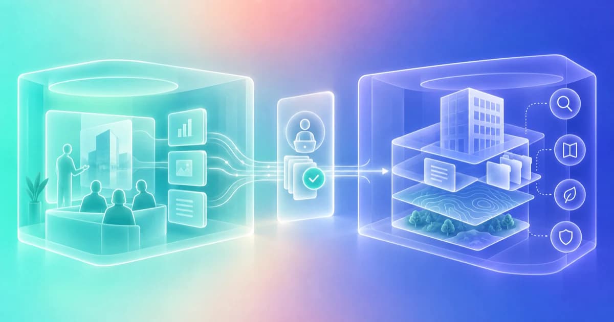 Two connected data rooms separating sponsor fundraising from property-level due diligence.
