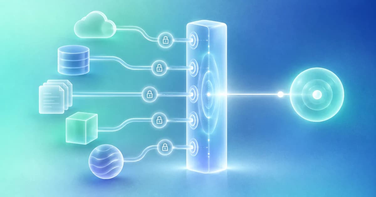 Separate work sources connect one at a time to a stable source-of-truth spine without being replaced.