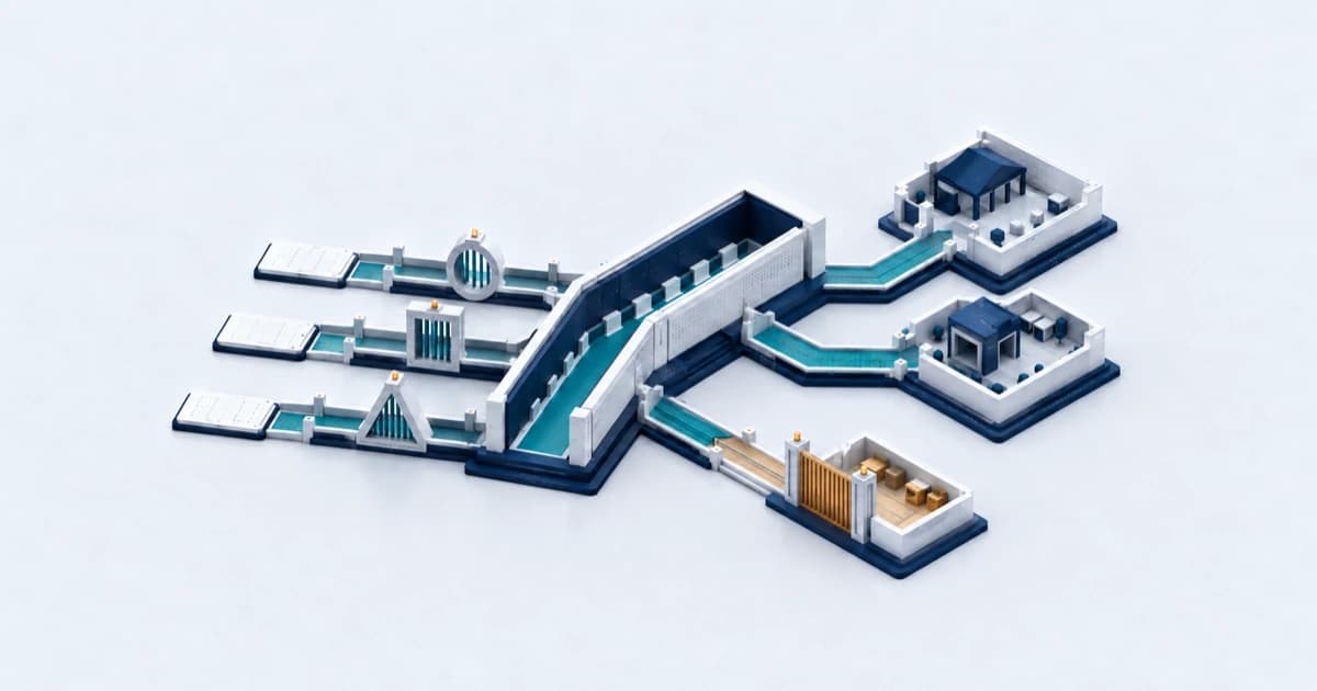 An isometric proposal pathway separates eligibility screening, diligence, and a held-review bay before branching toward independent fund managers.