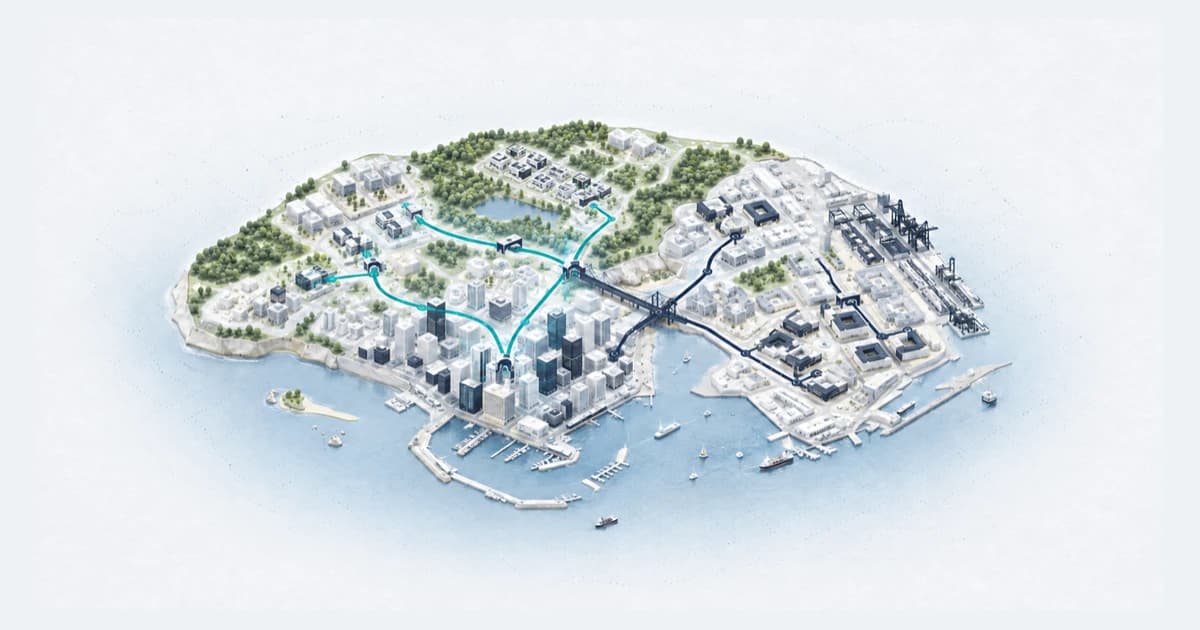 A Singapore island-and-harbor atlas separates direct-company routes from delegated fund-manager access through visible review thresholds.