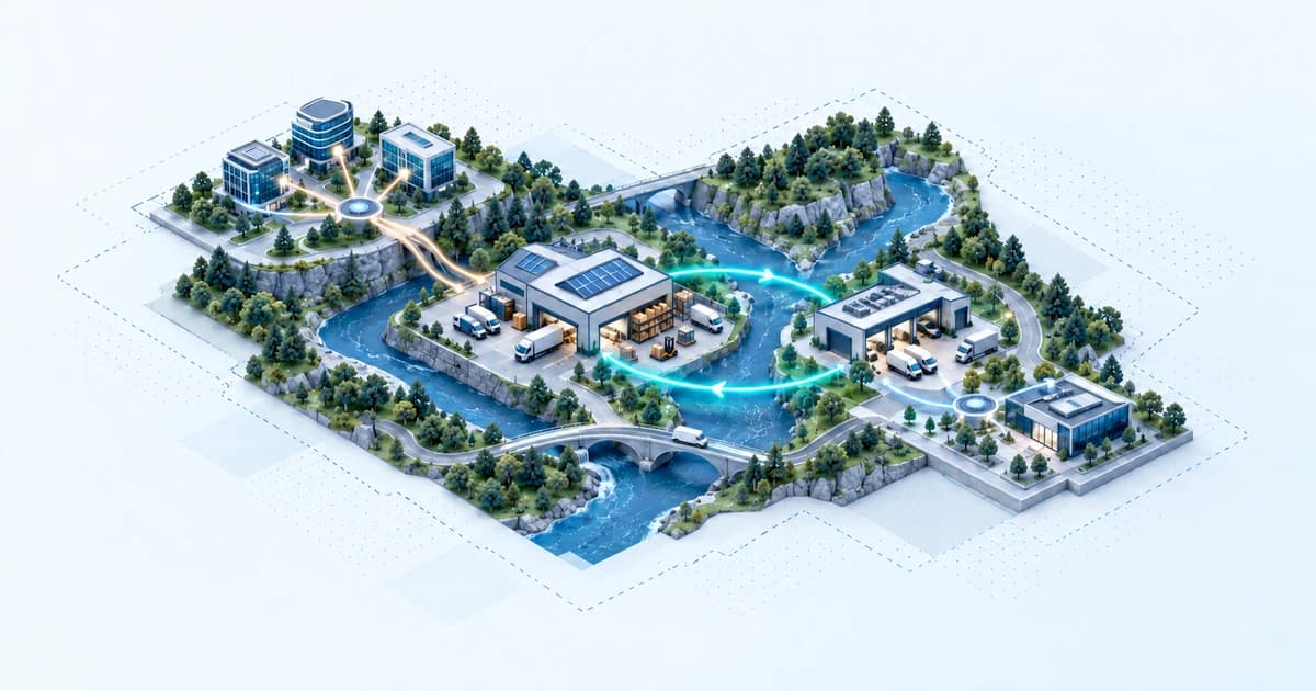A river-valley service district separates its operating cash cycle from a provider-matching and preparation route.