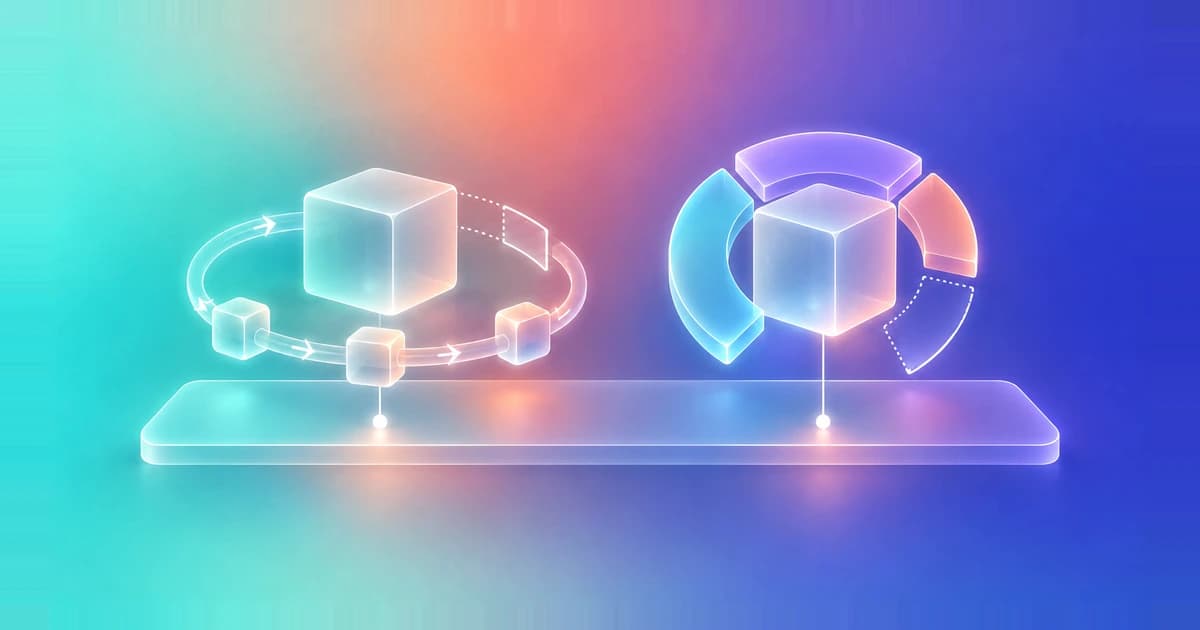 Two balanced planning models compare a repayment loop with a segmented ownership ring, leaving unresolved terms visible.