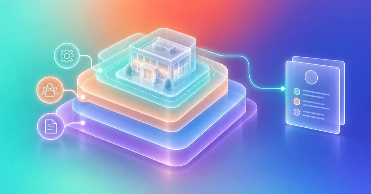 An operating-business model sits inside a purchase boundary with larger sourced layers for the wider acquisition need.