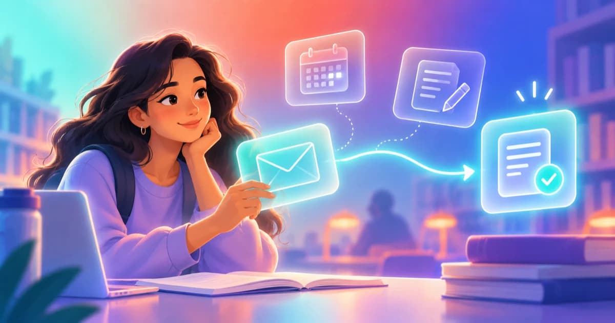 A student choosing an inbox task among calendar and course-note responsibilities.