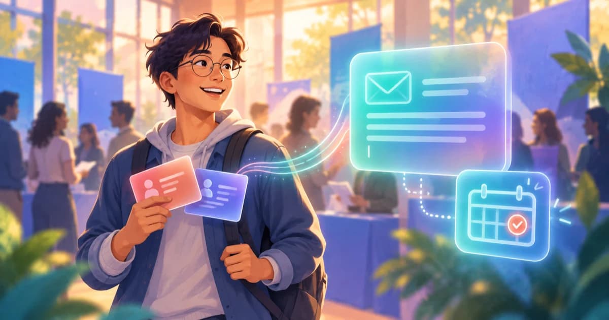 A student turning a remembered career-fair conversation into a personal follow-up draft.