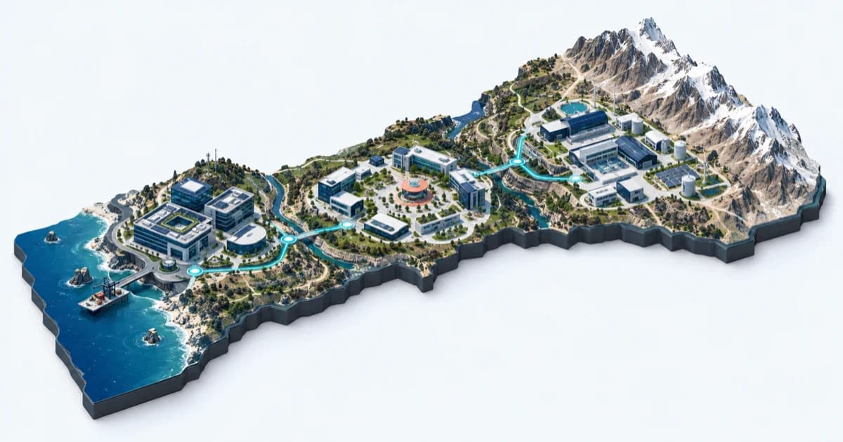 Illustrative Chile Venture Capital startup ecosystem, linked by teal capital pathways