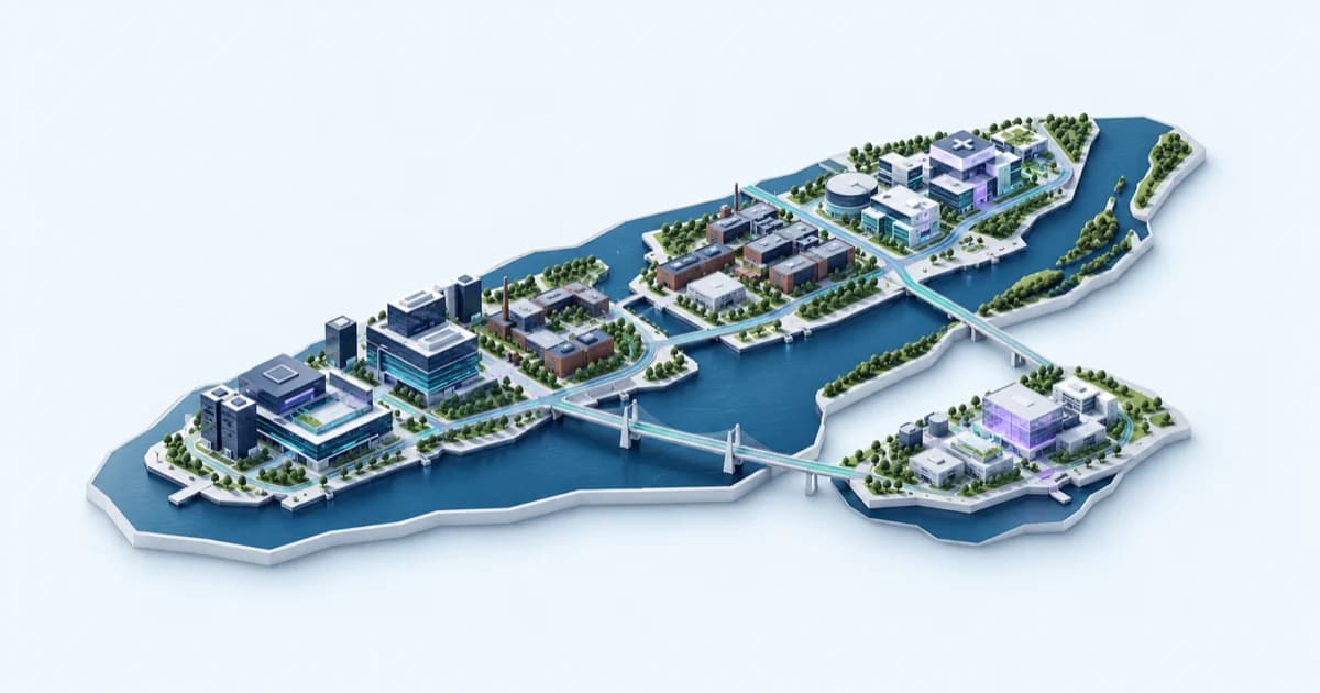 Illustrative Montréal Venture Capital and Angel Investors startup ecosystem, linked by teal capital pathways