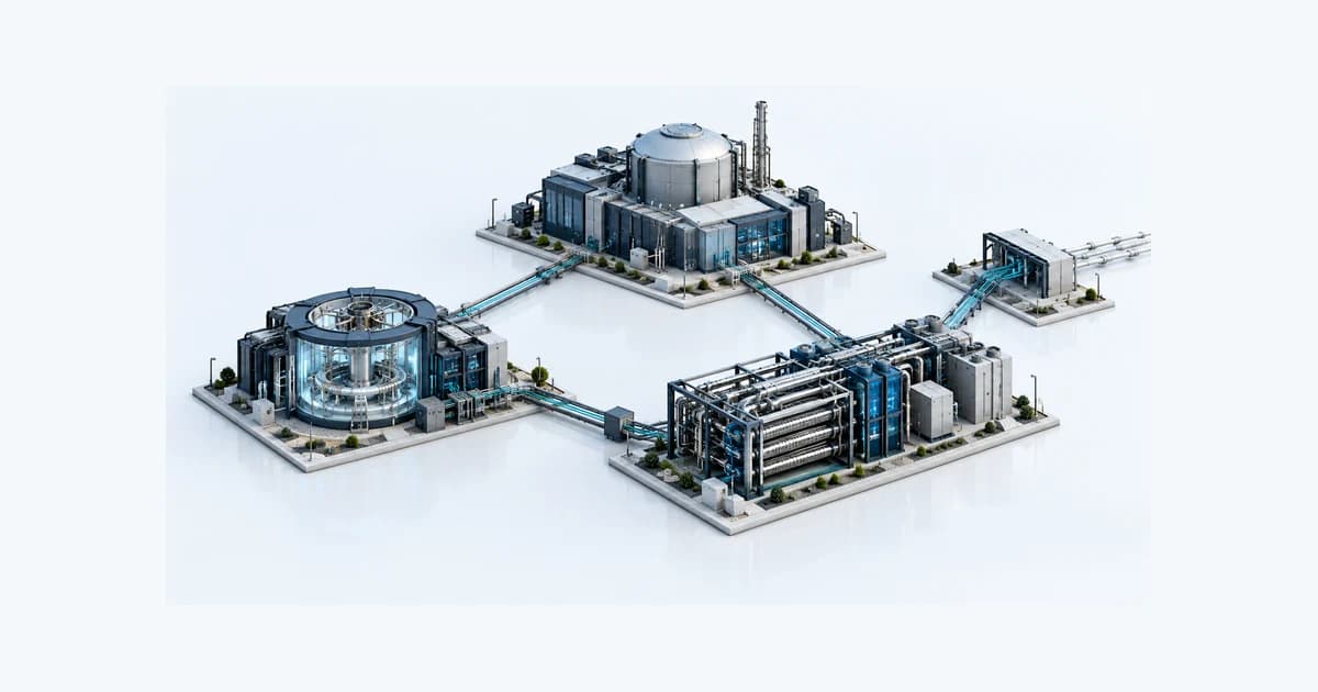 Illustrative Advanced nuclear and fusion capital and evidence system connected by teal pathways