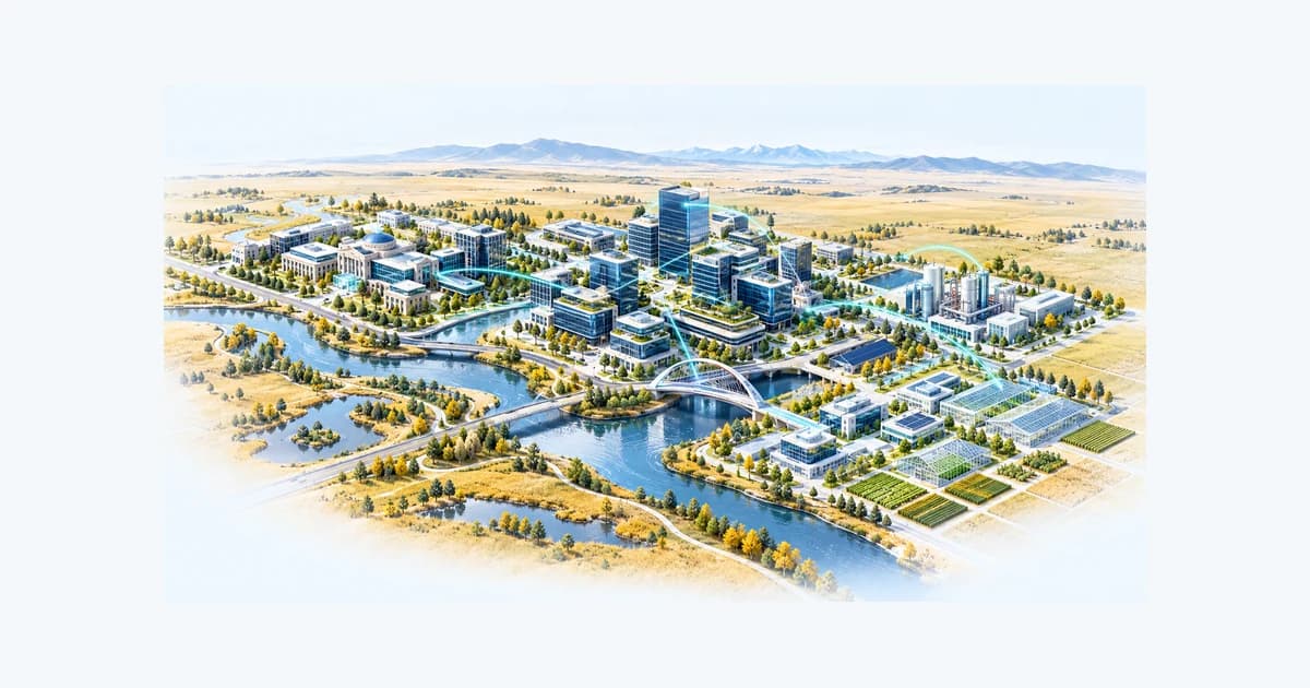 Illustrative Calgary and Alberta startup ecosystem connected by teal pathways