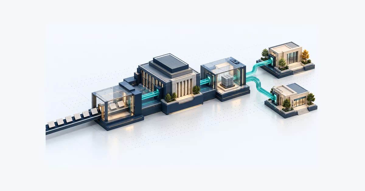 Illustrative Govtech capital and evidence system connected by teal pathways