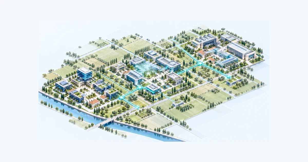 Illustrative Italy startup ecosystem connected by teal pathways