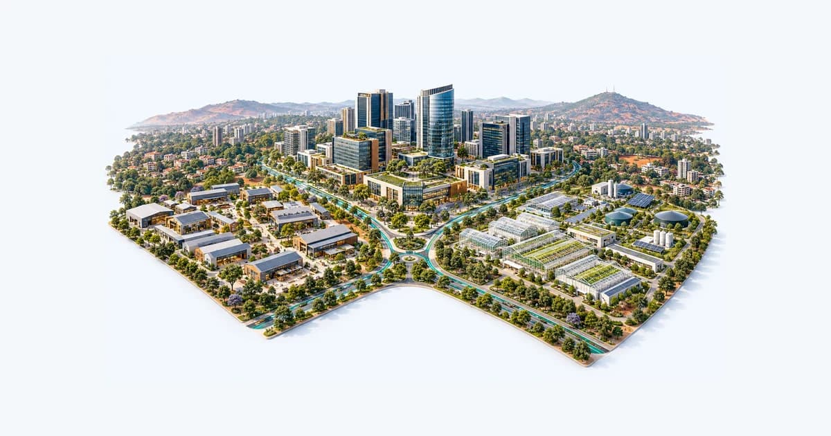Illustrative Kenya startup ecosystem connected by teal pathways