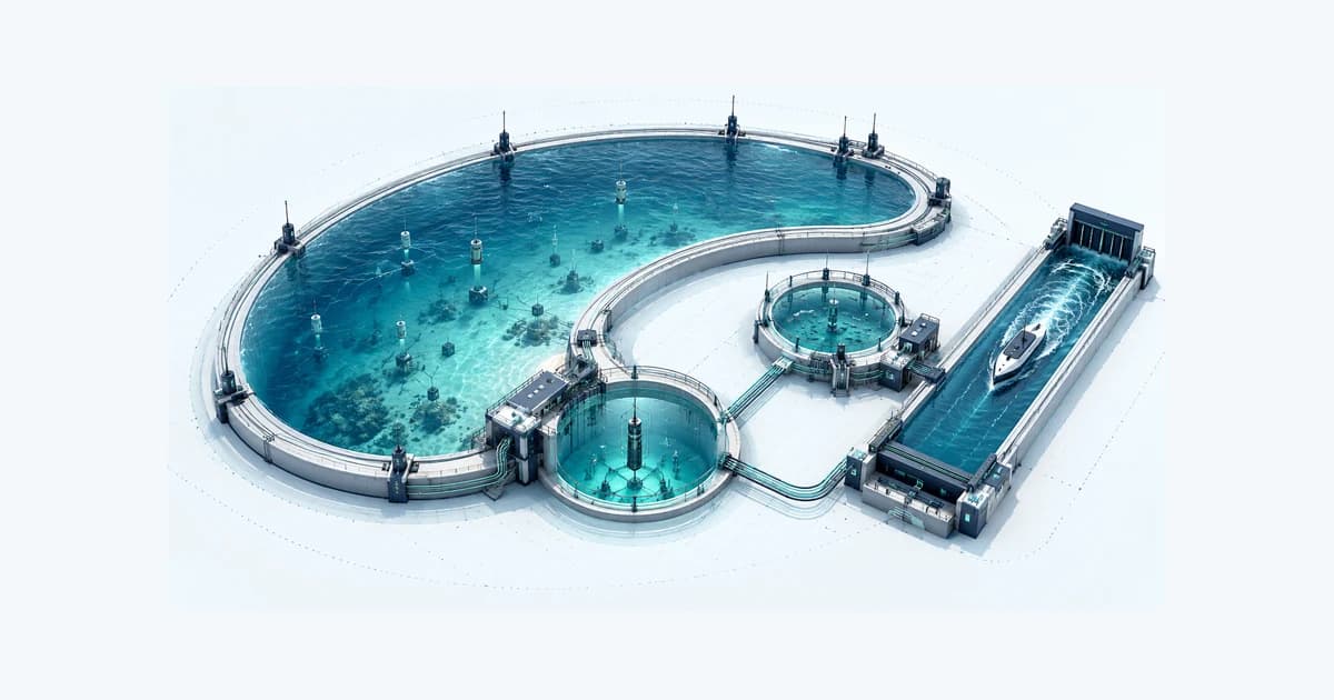 Illustrative Ocean technology capital and evidence system connected by teal pathways