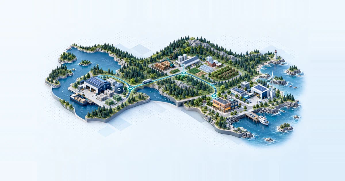 A Northeast regional enterprise atlas connects a waterfront circular-material workshop, working-forest businesses and a cooperative neighborhood corridor.