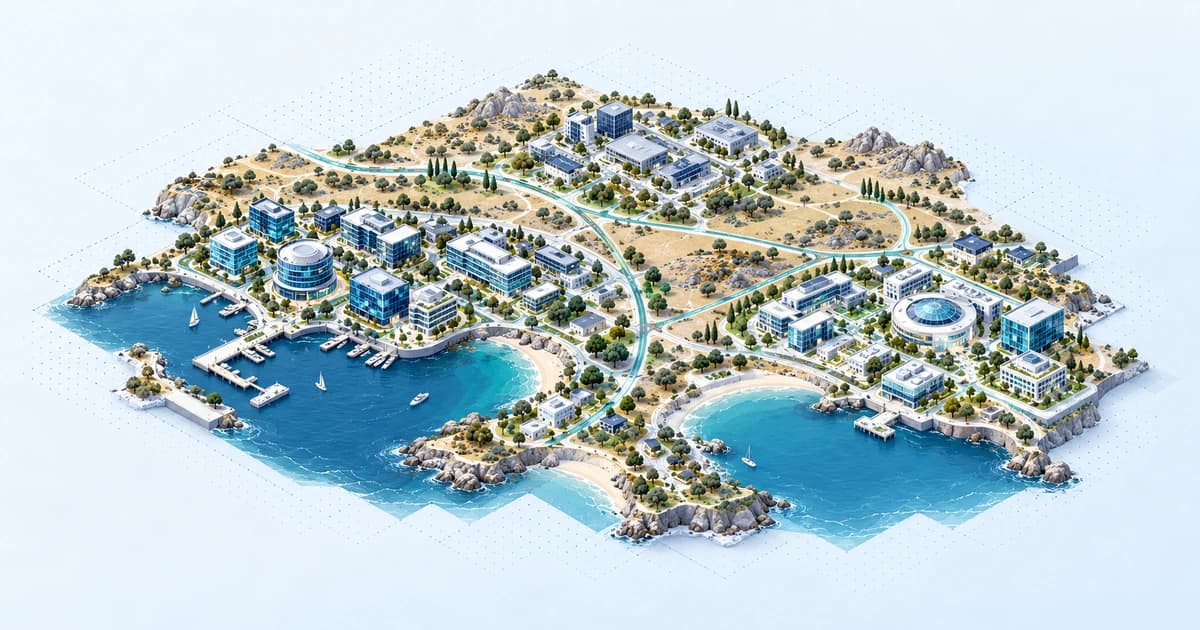 Australian software, health and research ecosystems connected around a dry-land crescent and coastal bays