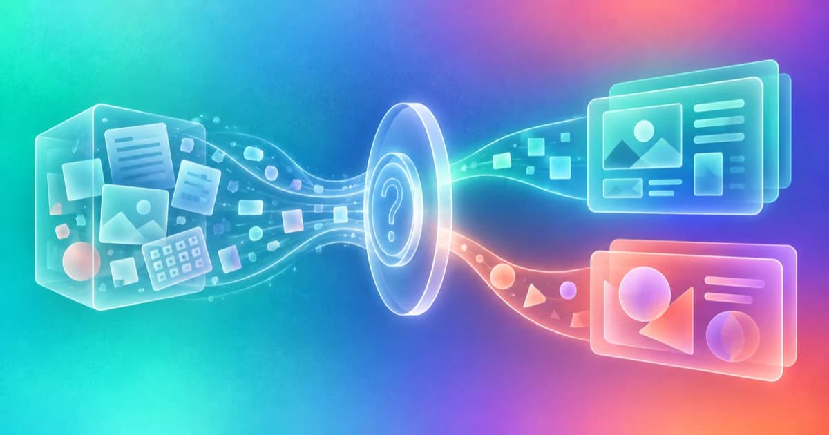 A question lens separates a customer-event archive into observations and interpretations.
