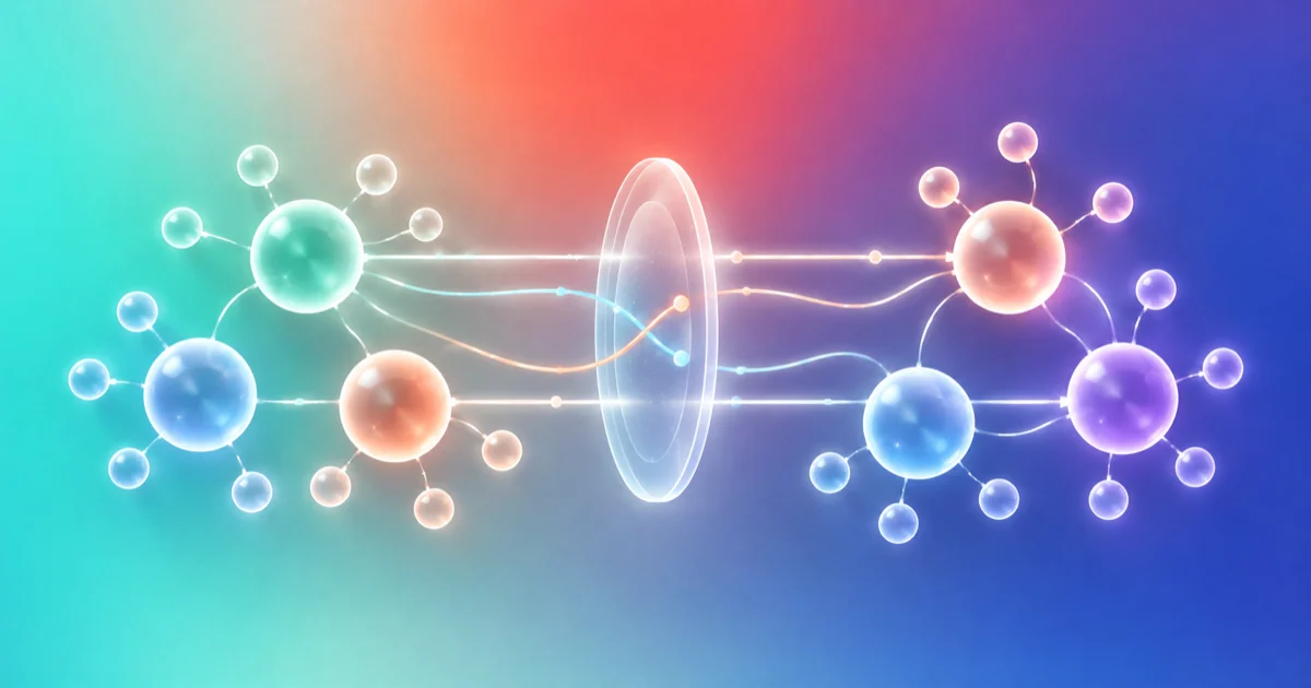 Glass contact clusters connected through an alignment lens, with crossed relationship threads held for review.