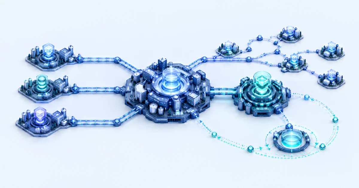 An established company module connects a growth-capital engine to new operating pods and a separate liquidity path.